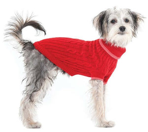 Fashion Pet Classic Cable Knit Dog Sweaters Red