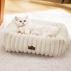 Bedsure Orthopedic Bolster Dog Bed with Removable Cover, Cream
